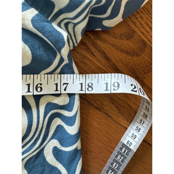 Ava & Viv Size X(14) Blue White Peasant Top Puff Sleeves Smocked Back - Picture 6 of 7